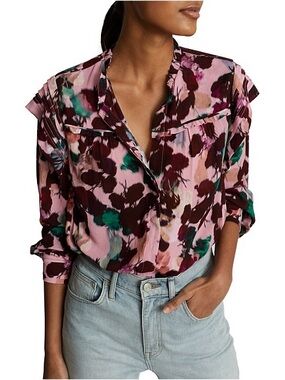 REISS Phoenix Floral Yoke Detail Blouse